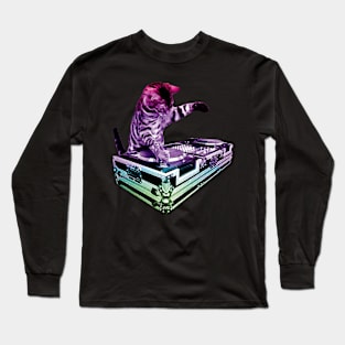 DJ RAINBOW CAT Long Sleeve T-Shirt